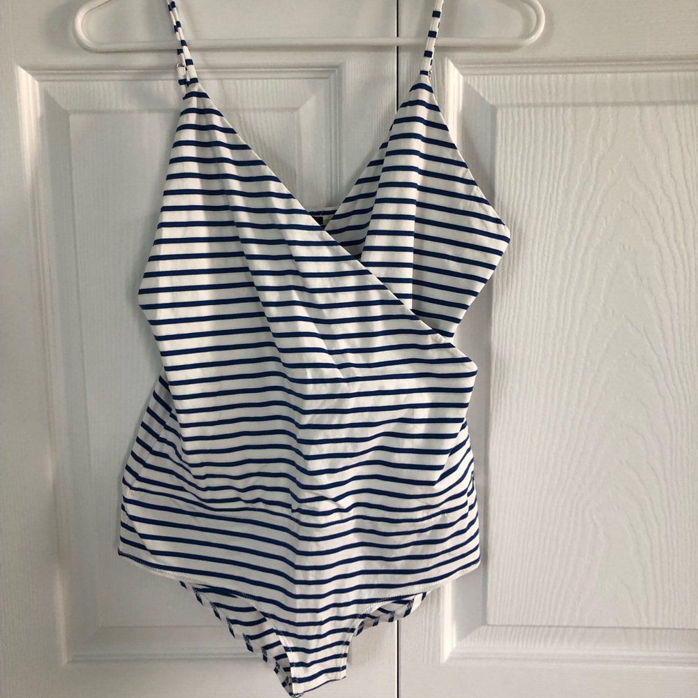 NWT J. Crew Blue and White Striped Bodysuit